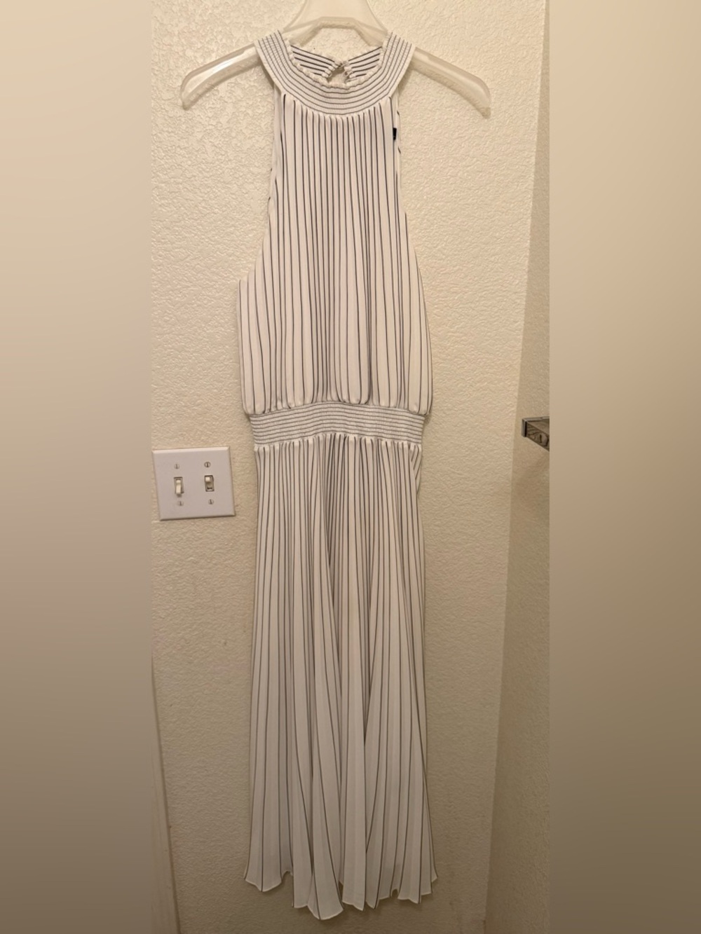 White House Black Market White Dress with Black Trim
